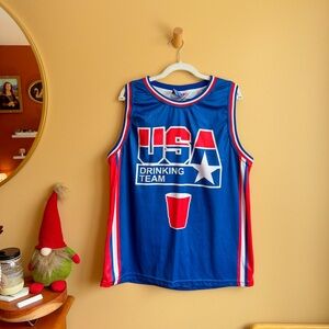 USA Drinking Team Basketball Jersey Tank Top Size L